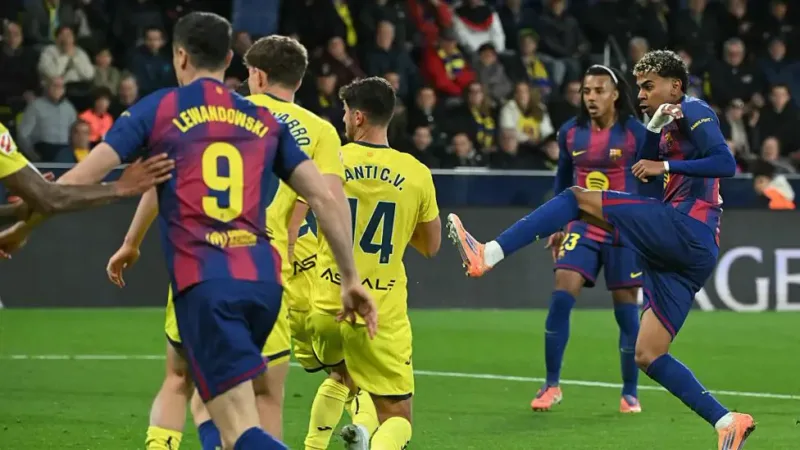 Aksi Lamine Yamal Barcelona dalam laga La Liga